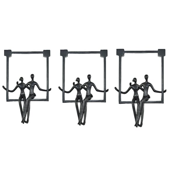 Adam & Friends Home Decor Swinging Couple Sculpture | 3-Piece | Black - Picture 1 of 5
